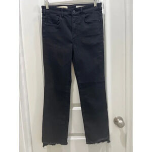 Anthropologie Pilcro & Letterpress Black Superscript Flare Raw Hem Jeans Sz 27